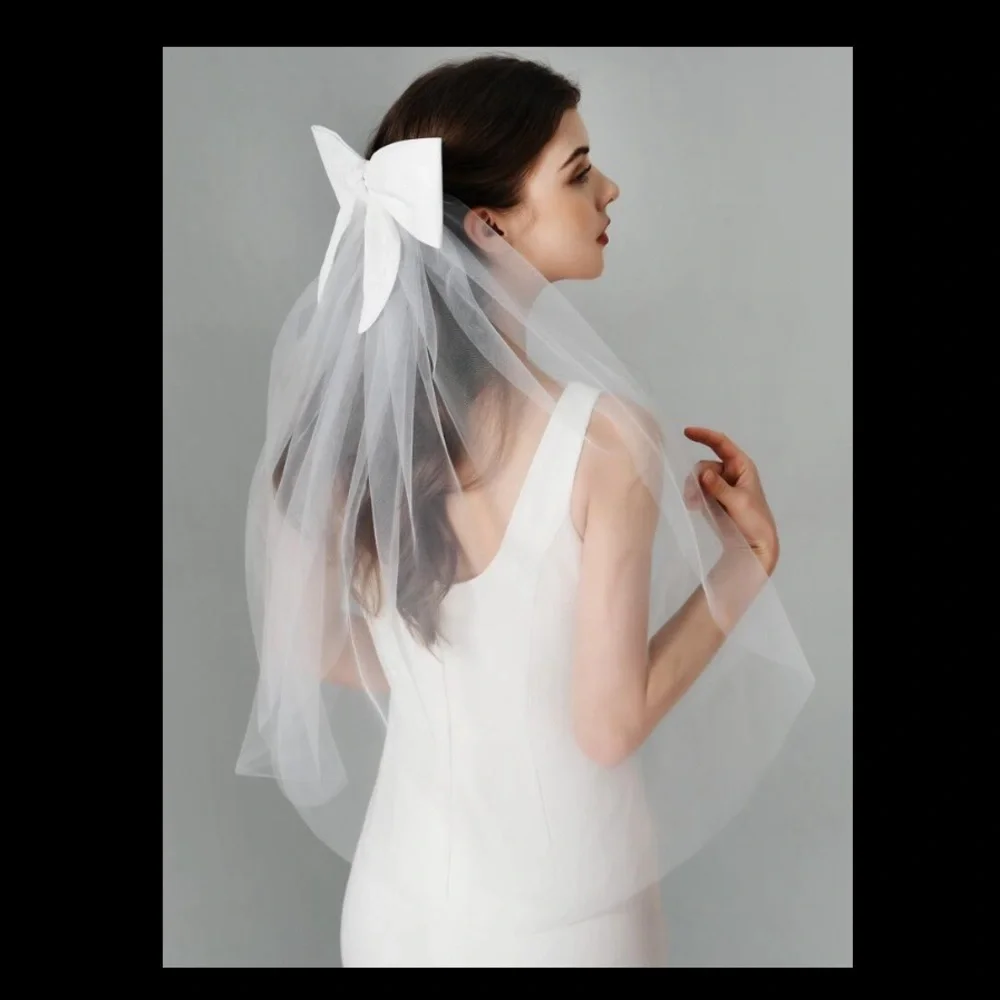 Anthro Bridal Tulle Bow Veil – Oversized Romantic Veil Bride 2026
